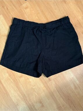 GAP Black Linen-Blend Elastic Waist Shorts, Large